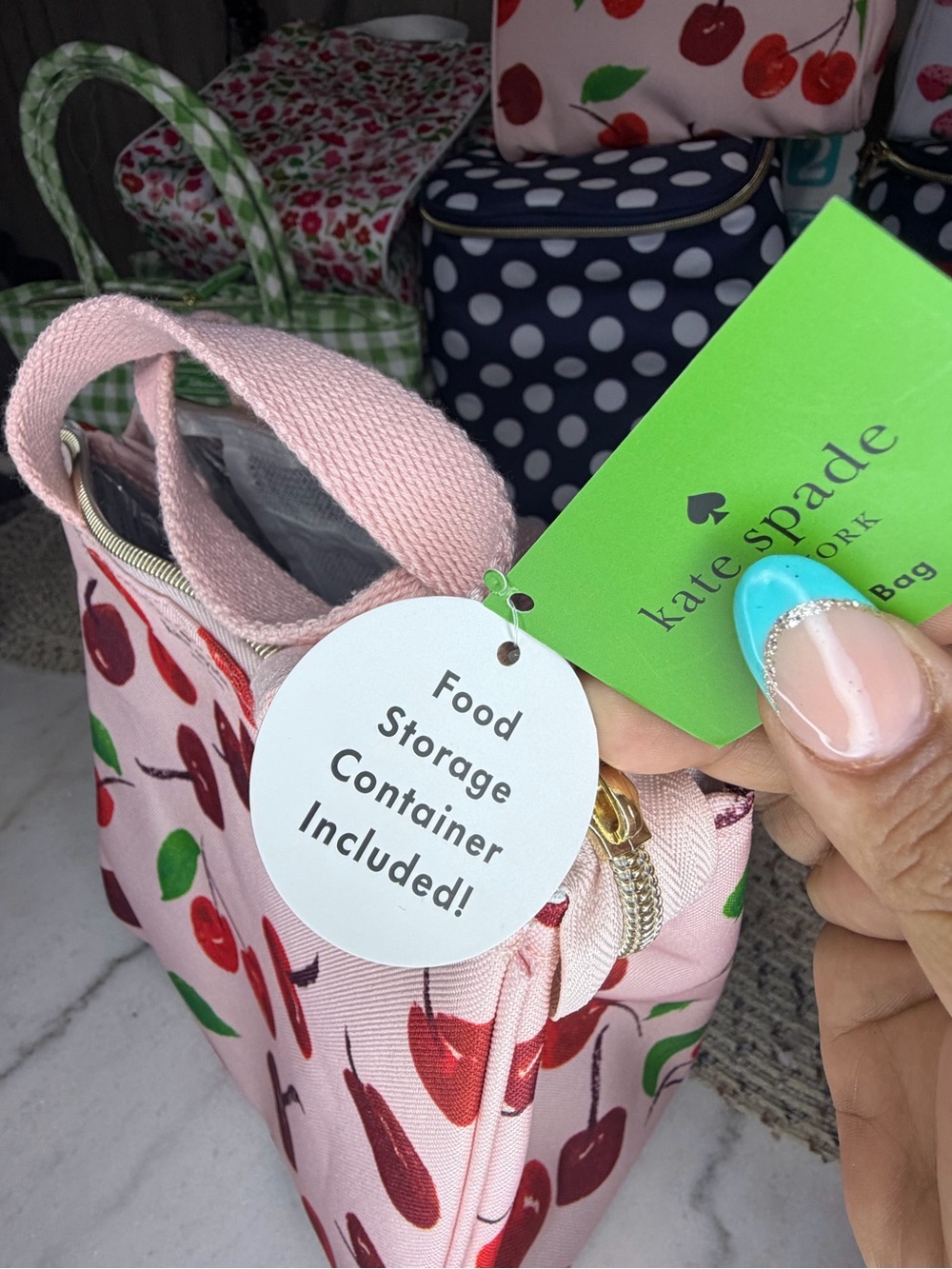 kate spade Pink 🍒Cherry Canvas Lunch Bag - Picture 5 of 5